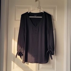 Fortune & Ivy Black 3/4 Sleeve Blouse Size XL